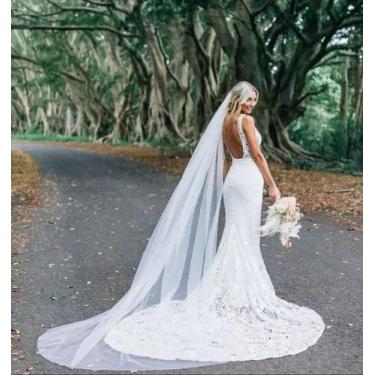 Imagem de Lindo Véu Noiva 3 Metros 1 Camada Branco ou Marfim Longo Casamento V19