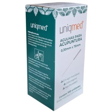 Imagem de Uniqmed, Agulha para Acupuntura 0,30x75mm | Caixa com 100 Unidades