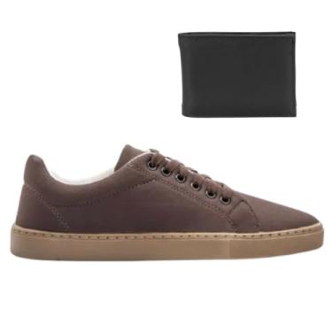 Imagem de Tênis Sapatênis Masculino Casual Básico Dia a Dia Leve Resistente + Carteira (Marrom, BR, Adulto, Numérico, 41)