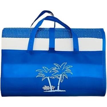 Imagem de Esteira de Praia Dobrável com Alça - Bolsa Impermeável Portátil para Piscina e Praia, Prática e Compacta (Azul)