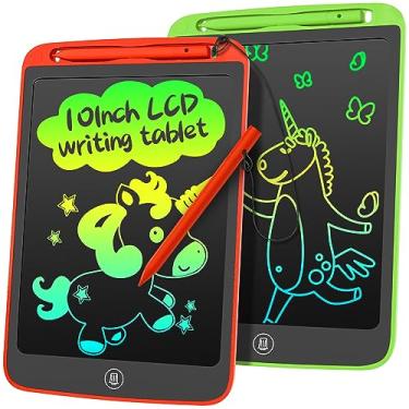 Imagem de SOOOO Tablet de escrita LCD para crianças, pacote com 2, quadro colorido de 25,4 cm, para crianças de 3, 4, 5, 6 anos, brinquedo sensorial, blocos educativos para meninas, meninos, presentes para