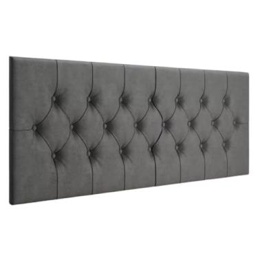 Imagem de Cabeceira estofada para cama de casal, 160 cm, decoração de parede para quarto(Suede Cinza,Queen (160cm))