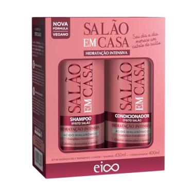Imagem de Shampoo Sem Sal + Condicionador Leave-in 450ml Salão Em Casa Hidratação Intensiva Antifrizz Ácido Hialurônico Creme Capilar Vegano Aloe Vera Biotina Vitamina E