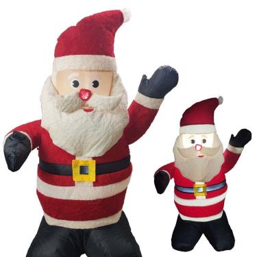 Imagem de Papai Noel Inflável Veludo Iluminado Enfeite Natal Natalino Grande Inflador Embutido De...