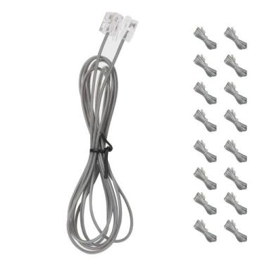 Imagem de Fio Telefonico Cabo RJ11 1 Metro e 60cm Kit 50 uni Telefone Fixo Exten