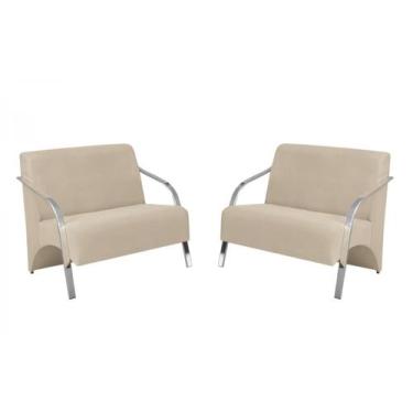 Imagem de Kit 2 Poltronas Namoradeira 2 Lugares Vênus Braço Alumínio D Salla Sue