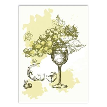 Imagem de Placa Decorativa Vinho Ilustração Verde Bar Bebida Decoração Poster Quarto Sala