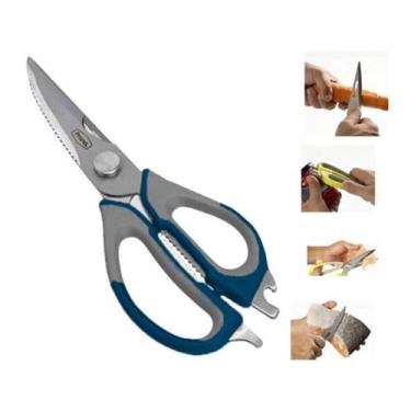 Imagem de Tesoura abridor multiuso 6 em 1 descasca pica abre garrafa latas quebr