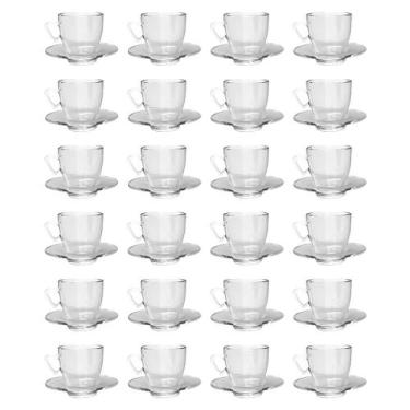 Imagem de Xícaras Chá e Café Vidro 220mL Transparente C/ Pires - 24un - TODO DIA