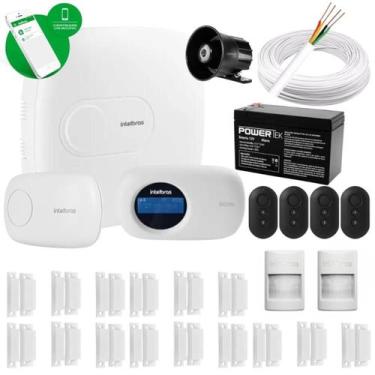 Imagem de Kit Alarme Monitorado AMT 1016 NET c/ 17 Sensores Com Fio e Teclado - 