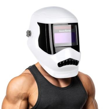 Imagem de Koverflame Capacete de soldagem de escurecimento automático: soldador branco leve movido a energia solar - 4 sensores de arco cor verdadeira para oficina DIY Industrial TIG MIG Classe óptica 1/1/1/2