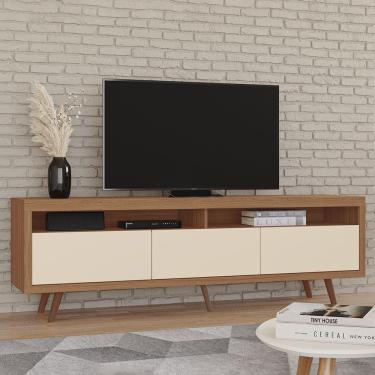 Imagem de Rack Edina 100% MDF Tuboarte 3 Portas Basculantes e Pés Estilo Retrô