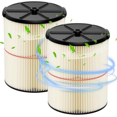 Imagem de Pacote com 2 filtros de substituição para Craftsman CMXEVBE17595 6,5 Peak HP 16 galões aspirador seco molhado, adequado para aspiradores de 16 galões de serviço pesado