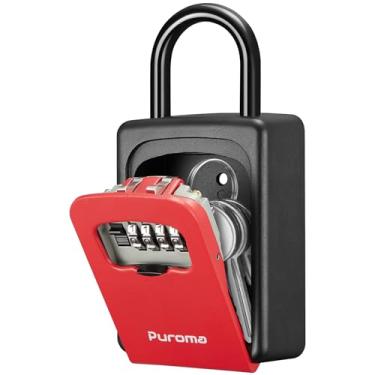 Imagem de Puroma SAFELock Box, grande caixa de bloqueio de chave redefinível, cofre de código de combinação, cofre de segurança portátil de montagem na parede para maçanetas de porta de escritório em casa ao ar