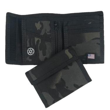 Imagem de Carteira dobrável de nylon com bolso para moedas com zíper, Camuflagem preta MultiCam, One Size, Carteira dobrável