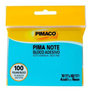 Imagem de Recado adesivo Azul Neon 76x102mm 100 fls 970827 Pimaco