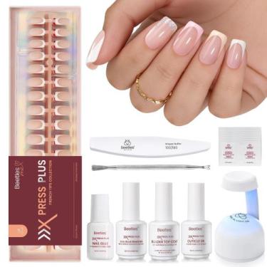 Imagem de Kit Press on Nails Beetles Short Squaval French Tips - beetles Gel Pol