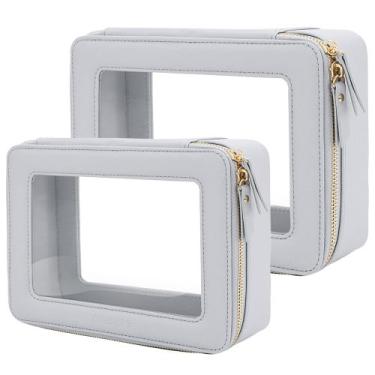 Imagem de Conjunto organizador de bolsas de maquiagem Aveniee Clear Travel Blue 