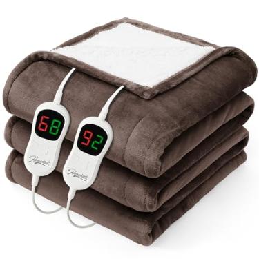 Imagem de Homemate Cobertor elétrico aquecido King - 254 x 228 cm, cobertores de cama com 10 níveis de aquecimento, 8 horas, desligamento automático, aquecimento rápido, proteção superaquecida, flanela, quente