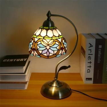 Imagem de Lâmpada De Mesa De Vidro Estilo Tiffany, De Vidro Colorido De Girassol, De Estilo Europeu Vintage, Adequada Para Iluminação Decorativa Em Quartos, estudo E Salas De Estar (Estilo 27)