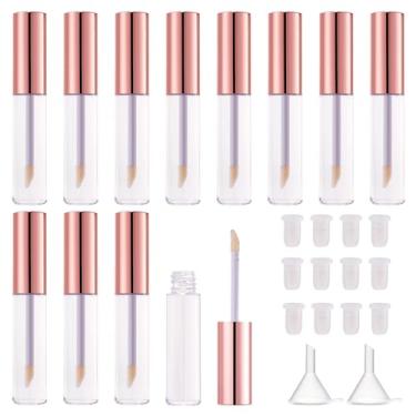 Imagem de CAIYA Tubos de brilho labial vazios com tampões de borracha 8 ml transparente mini tubo de brilho labial recarregáveis para batom faça você mesmo, esmalte labial, amostras, atacado, 12 unidades