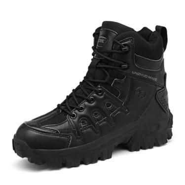 Imagem de FancyDog Bota tática militar masculina, leve, confortável, motocicleta, combate, caminhada, caminhada, tênis, Preto, 39