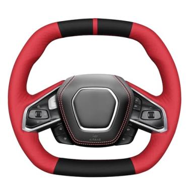 Imagem de MEWANT Capa de volante costurada à mão para Chevrolet (Chevy) Corvette C8 2020-2024 Acessórios de volante para Chevrolet