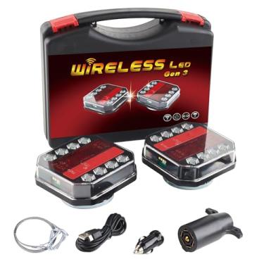 Imagem de MEDAMOC Kit de luzes de reboque magnéticas sem fio magnéticas de LED para carro, à prova d'água, para caminhões, trailers, veículos