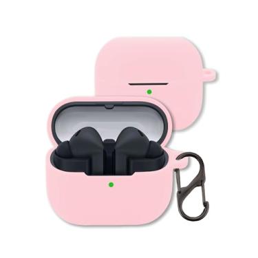 Imagem de Capa para fones de ouvido Samsung Galaxy Buds 3 FE, capa protetora de silicone macio FJIASTB com mosquetão, à prova de choque (rosa)