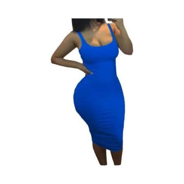 Imagem de Vestido Mini Sem Mangas Em Cor Sólida plus Size Verão Sexy Top De Alça