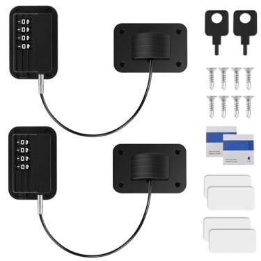 Imagem de Trava de geladeira, pacote com 2 fechaduras de combinação de armário para segurança do bebê, sem necessidade de chave, trava de geladeira com adesivo e parafusos, trava de freezer à prova de crianças