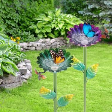 Imagem de Estação de irrigação de abelhas, para jardim com design de flor, alimentador de pássaros de borboleta de metal colorido para decoração de jardim ao ar livre, quintal, fazenda, design de flores