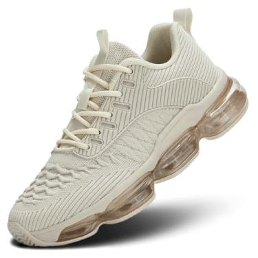 Imagem de Luogoks Tênis De Corrida Feminino Para Caminhada, Amortecimento Ar, Basquete, Da Moda, Respirável, Esportivo, Academia, Fitness, Cross Trainers, Cáqui