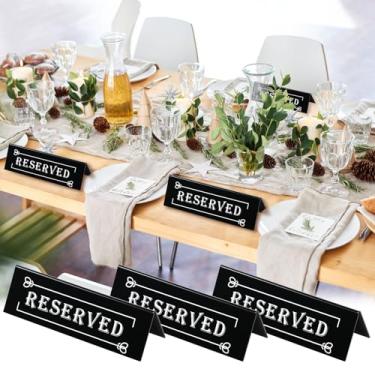 Imagem de DJAPWPX 6 peças de placas de mesa reservadas de acrílico para assentos reservados, placas de reserva de convidados, placas de reserva elegantes, placas de barraca de mesa, para festa de aniversário