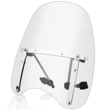 Imagem de KICRY Para-Brisa Universal Para Motocicletas De 18" X 16" Compatível Com Harley Davidson Honda Kawasaki Suzuki Yamaha Cruiser Savage Intruder Volusia Boulevard Vulcan Vn Transparente (Grande Transpa