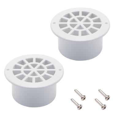 Imagem de VYH Saída de drenagem de calha redonda de 6 cm, com tela de filtro, adequada para calha redonda de 5 x 7 cm e calhas de chuva de alumínio tipo K de 12,7 cm (branco, pacote com 2)