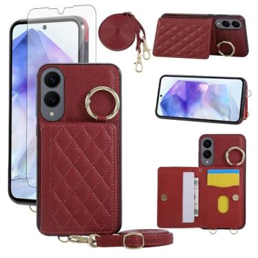 Imagem de Asuwish Capa para celular Samsung Galaxy S25 Edge e protetor de tela de vidro temperado alça de ombro transversal alça de ombro anel fivela suporte suporte cartão celular para S25Edge 25S S 25 25Edge