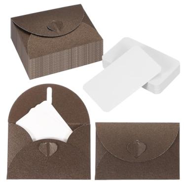 Imagem de PATIKIL Conjunto de 50 mini envelopes com fecho de coração, cartões de 10,4 x 7,6 cm em branco com envelopes para presente convite de casamento, formatura, feriado, dia de Ação de Graças, Natal, café