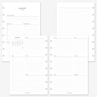 Imagem de MAY PAPER CO. Refil de agenda semanal 2026 Semana em duas páginas para agenda semanal para caderno de 8 discos Levenger Circa Junior, Arc by Staples, TUL Junior 13 x 21 cm (Horizontal com tarefas de