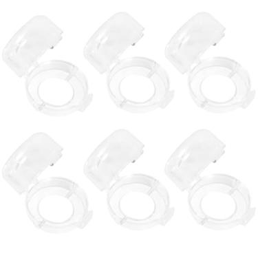 Imagem de FALESOUL Pacote com 6 capas transparentes para maçanetas de fogão, capas de botão de segurança de fogão de tamanho universal grande, resistentes ao calor, à prova de calor, para segurança infantil