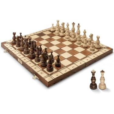 Imagem de Handmade European Wooden Chess Set with Wood Chess Pieces – Decorative Box with Storage Tray – Rustic Classic Board Game (Legate)