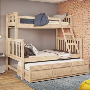 Imagem de Treliche com Cama de Casal 3 Gavetas Madeira Maciça Móveis Saraiva