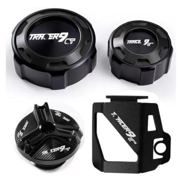 Imagem de Acessórios Tampas de tanque de fluido de freio dianteiro e traseiro, tampa de reservatório, tampa de enchimento compatível com Y&AMAHA Tracer9 Gt Tracer 9 Gt TRCAER9GT (quatro pretos)