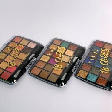 Imagem de Kit 3 Paletas de Sombras, 18 Cores por Paleta, Tons Metálicos e Matte, com Aplicador