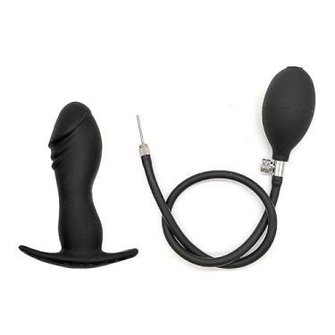 Imagem de Plug Anal Inflável em Silicone, 11,5 x 3,4 cm (Inflado: 15 x 8 cm), Resistente à Água, com Pêra de Inflação e Botão de Descompressão Rápida