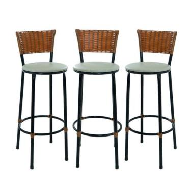 Imagem de Kit 3 Banquetas Alta Para Area de Churrasco Balcão Bancada Ilha - EJC 