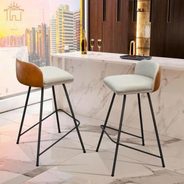 Imagem de Kit 2 Banquetas Alta Para Balcão Bistrô Cozinha Área Gourmet Pés Ferro
