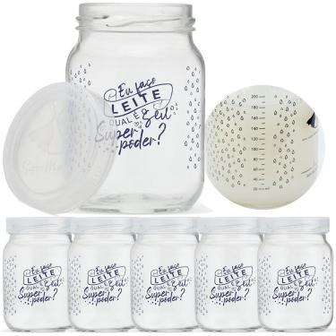 Imagem de Pote de Vidro para Leite Materno 200ml Com Tampa Plástica 6 Unidades