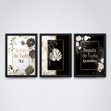 Imagem de Quadros Decorativos Fé e Gratidão - Moldura Preta A4
