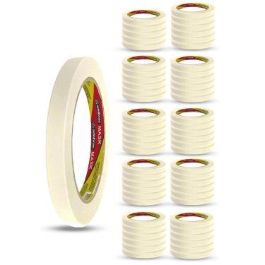 Imagem de 60 Rolos Fita Crepe Fina Adesiva Pintura 18Mm X 50 Metros